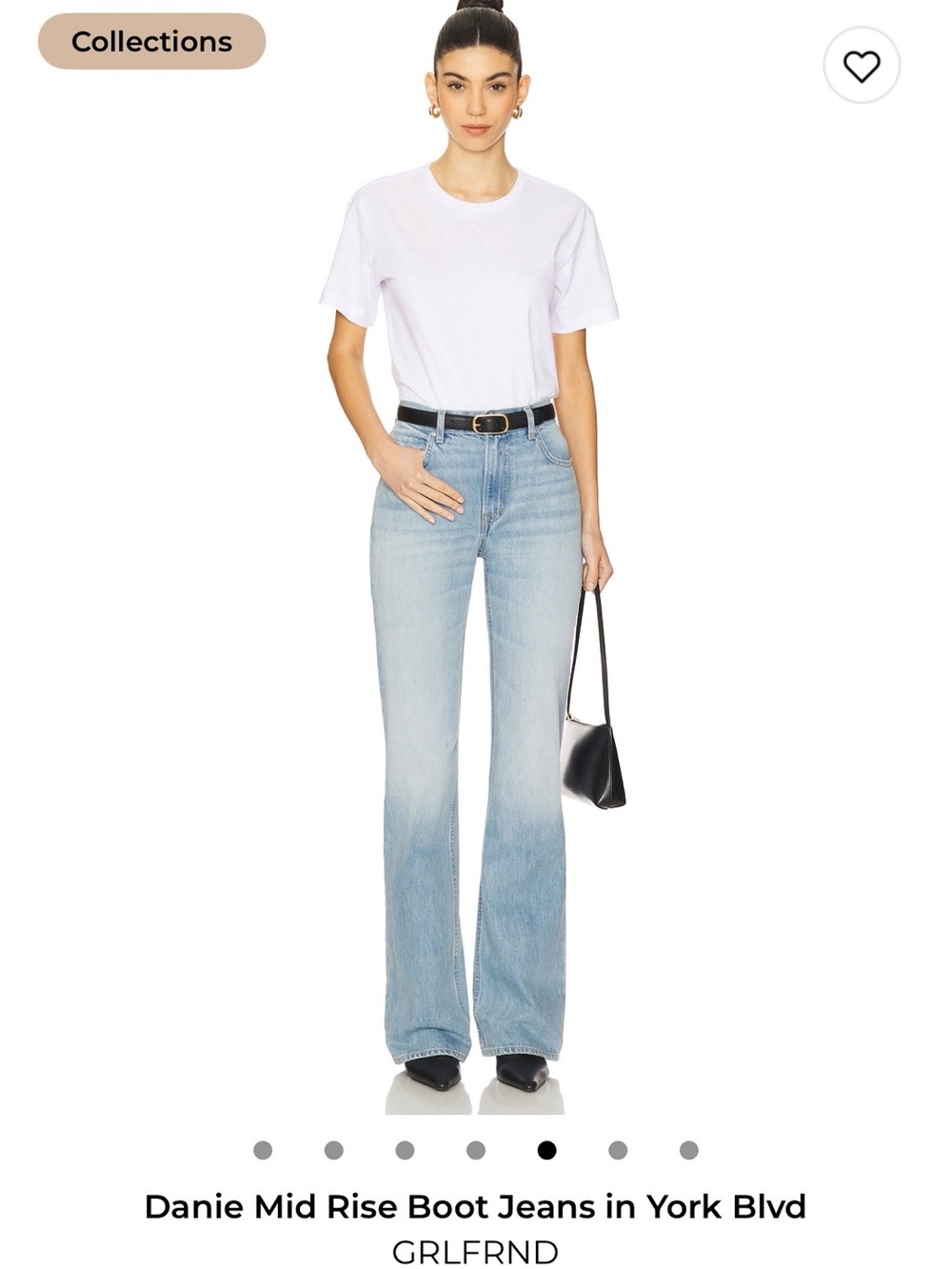 GRLFRND Danie Mid-Rise Bootcut Jeans in Light Blue Wash